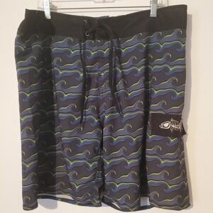 Board Shorts Tormenter Men's Size 38 Black  Waves Swim Trunks Unlined 1 Pocket
